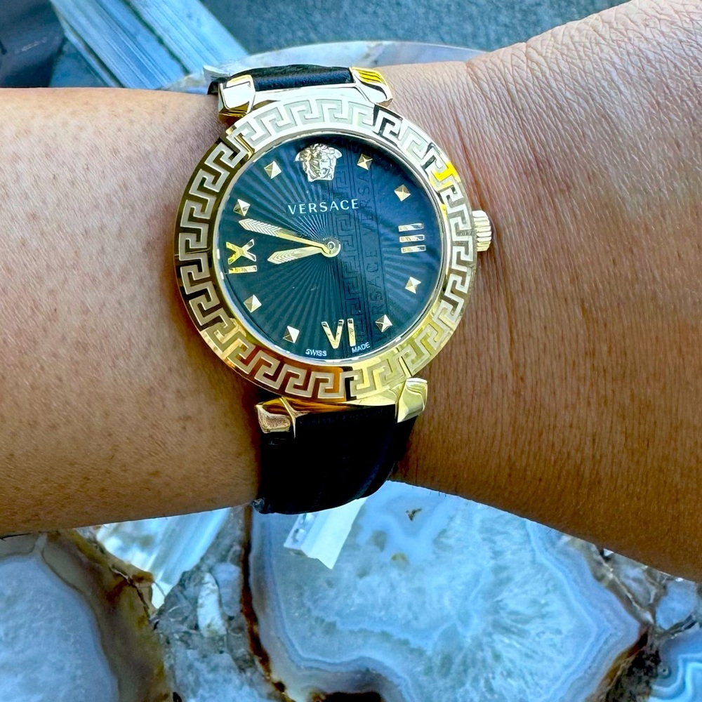 Black and gold unisex Versace watch